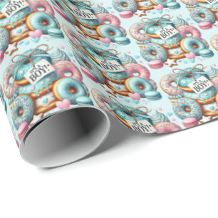 Cool baby boys donut tiled baby shower wrapping paper