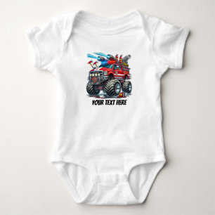 Cool baby boys Monster truck customisable  Bodysuit