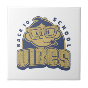 Cool Back to School Vibes Cartoon Art Ceramic Tile