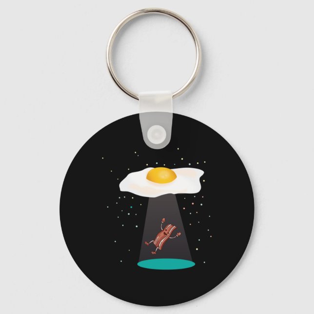 Cool Bacon And Eggs Ufo Performance Key Ring (Front)