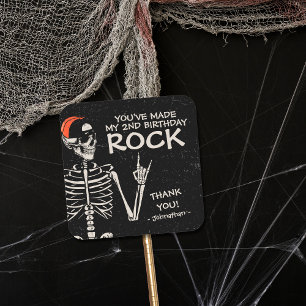 Cool Bad Two The Bone Halloween 2nd Birthday Party Square Sticker