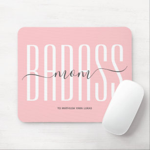 COOL BADASS MOM STRONG MOM SINGLE MOM SCRIPT RED MOUSE PAD