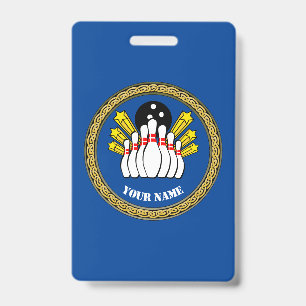 COOL! Badge -Bowling- Custom Bowler - Add Name ID Badge
