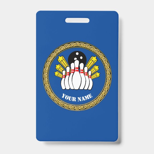 COOL! Badge -Bowling- Custom Bowler - Add Name ID Badge (Front)