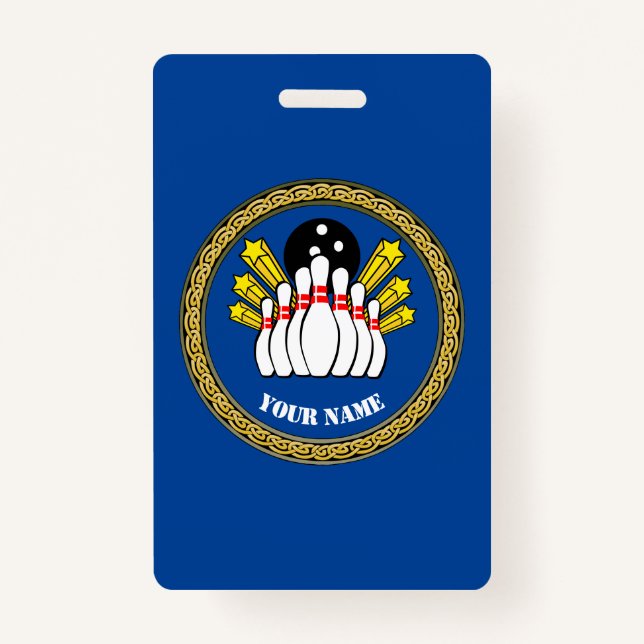 COOL! Badge -Bowling- Custom Bowler - Add Name ID Badge (Front)