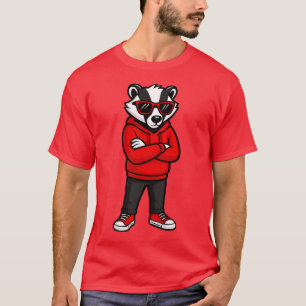 Cool Badgers Cartoon Sunglasses Vintage Animal T-Shirt