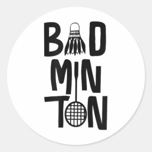 Cool Badminton Minimal Art, Badminton Shuttle & Classic Round Sticker
