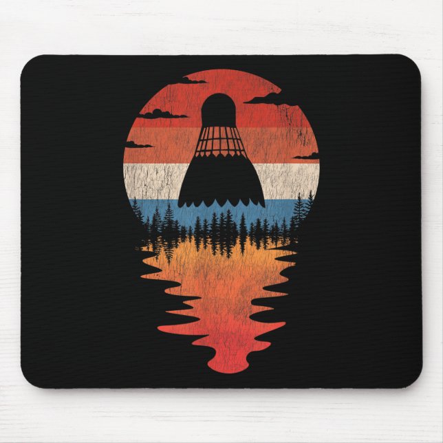 Cool Badminton Retro Vintage Sunset Style  Mouse Pad (Front)