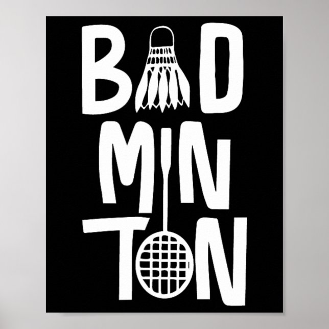 Cool Badminton Typography With Badminton Shuttle & Poster (Front)