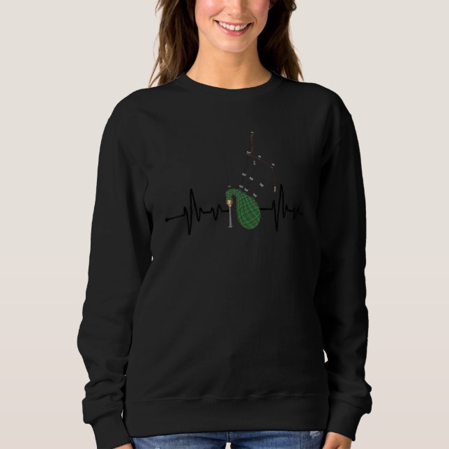 Cool Bagpipe For Men Women Heartbeat Bagpiper Scot Sweatshirt (Front)