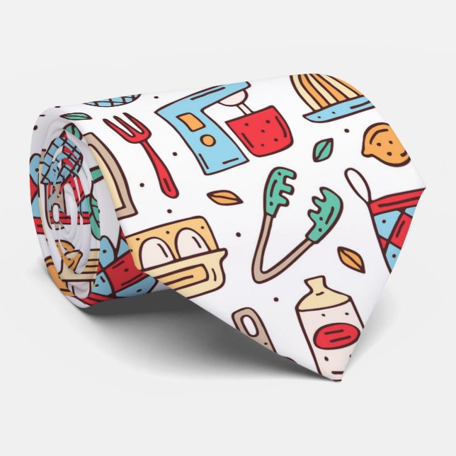 cool baking tiled pattern bakery  tie (Rolled)