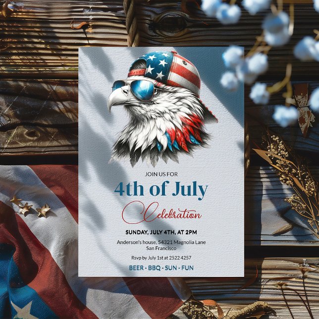 Cool Bald Eagle 4th of July Invitation (Creator Uploaded)