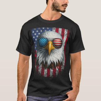 Cool Bald Eagle American Sunglasses Patriotic T-Shirt