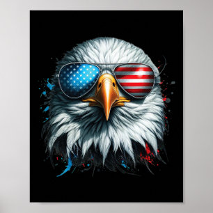 Cool Bald Eagle American Sungles Patriotic Man Fun Poster