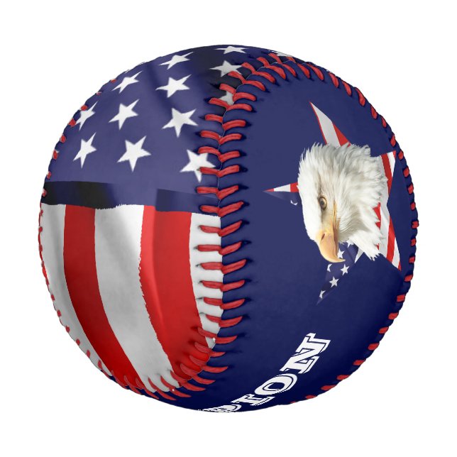Cool Bald Eagle, The American Flag, Star Baseball (Angled)
