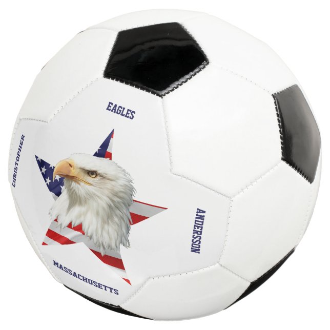 Cool Bald Eagle, The American Flag, Star Soccer Ball (Three Quarter)