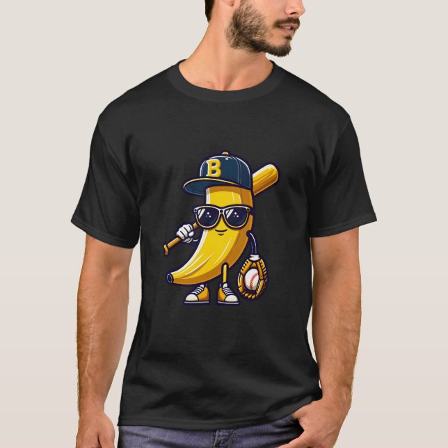Cool Banana Baseball Player T-Shirt (Front)