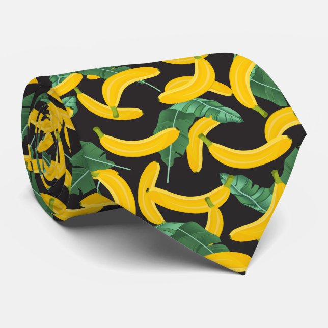 cool banana fruit tiled pattern neck tie (Rolled)