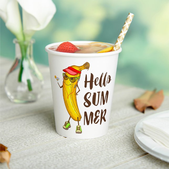 Cool Banana Hello Summer Funny Tropical Fruit  Paper Cups (Creator Uploaded)