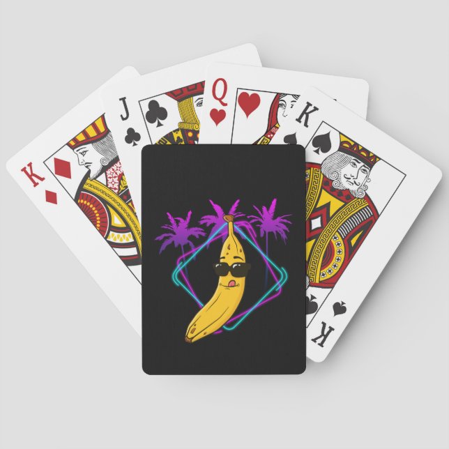 Cool banana party retro playing cards (Back)