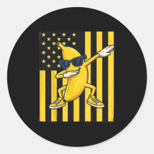 Cool Banana Vintage American Flag Dabbing Banana L Classic Round Sticker