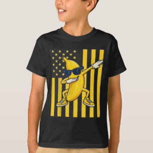 Cool Banana Vintage American Flag Dabbing Banana L T-Shirt