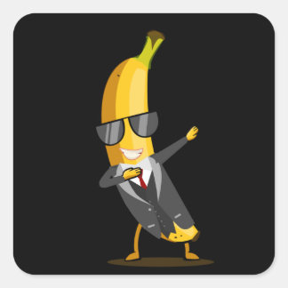 Cool Banana with Suit - Dab Funny Dancing Fruit Square Sticker