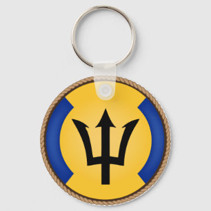 Cool Barbados Flag Seal Key Ring