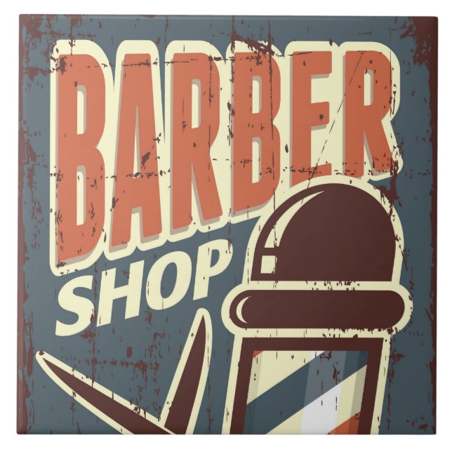 Cool Barber shop retro Ceramic Tile (Front)