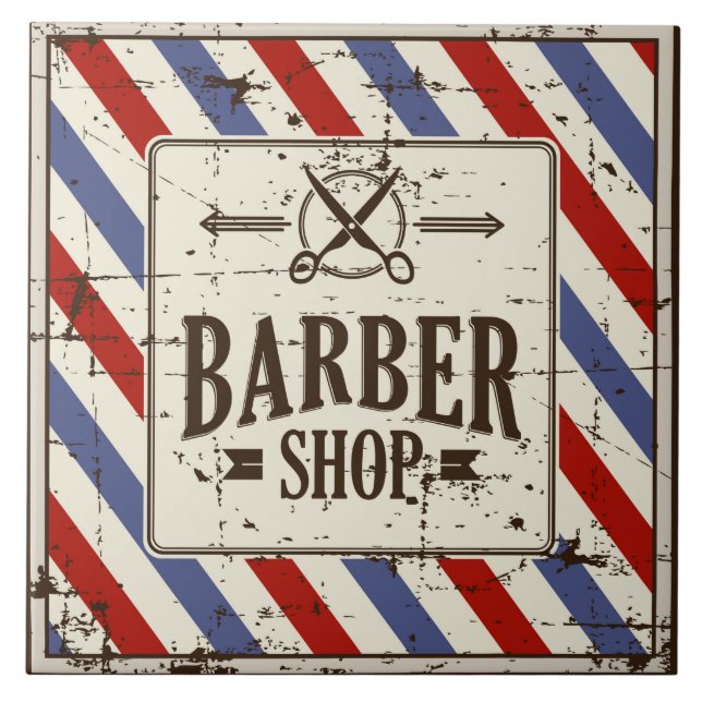 Cool Barber shop retro  Ceramic Tile (Front)