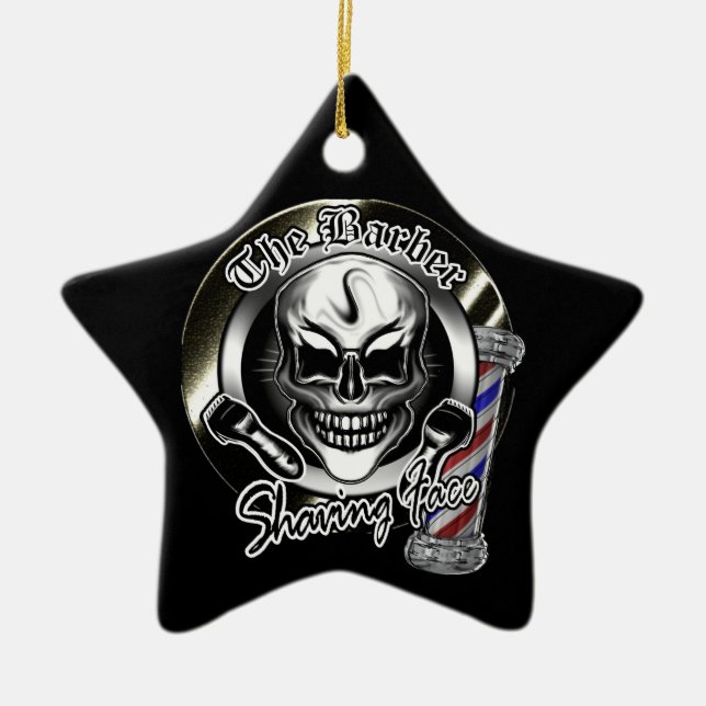 Cool Barber Skull Christmas Ornament (Front)