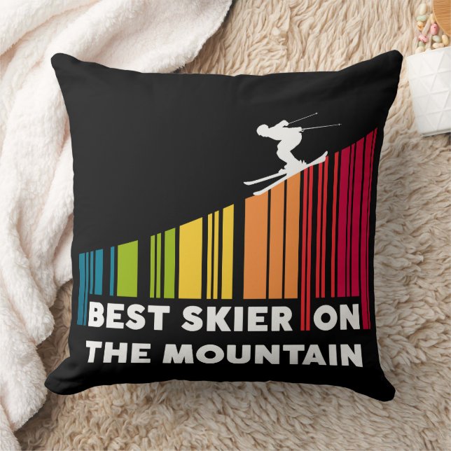 Cool Barcode Design Best Skier On The Mountain  Cushion (Blanket)