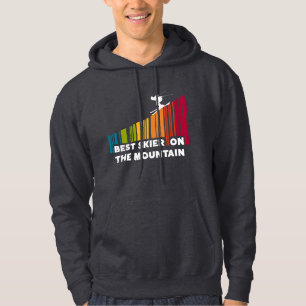Cool Barcode Design Best Skier On The Mountain Hoodie
