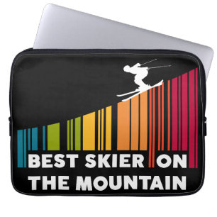 Cool Barcode Design Best Skier On The Mountain  Laptop Sleeve