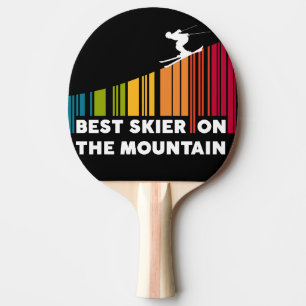 Cool Barcode Design Best Skier On The Mountain Ping Pong Paddle