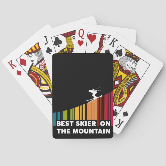 Cool Barcode Design Best Skier On The Mountain  Playing Cards (Back)