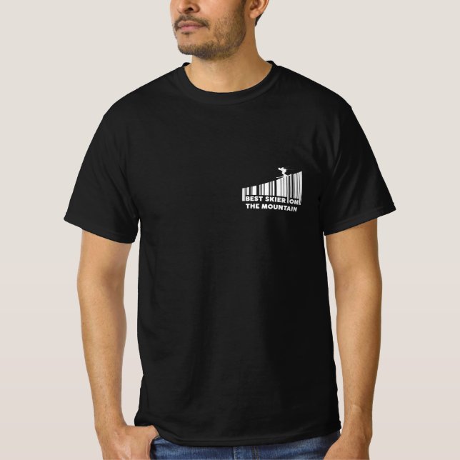 Cool Barcode Design Best Skier On The Mountain  T-Shirt (Front)