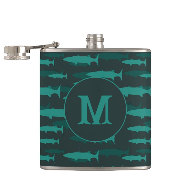 Cool Barracuda Monogrammed Hip Flask (Opened)