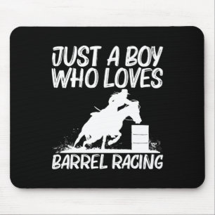 Cool Barrel Racing Art For Boys Kids Horseback Rid Mouse Pad