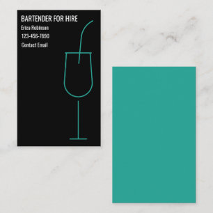 Cool Bartender For Hire Business Cards