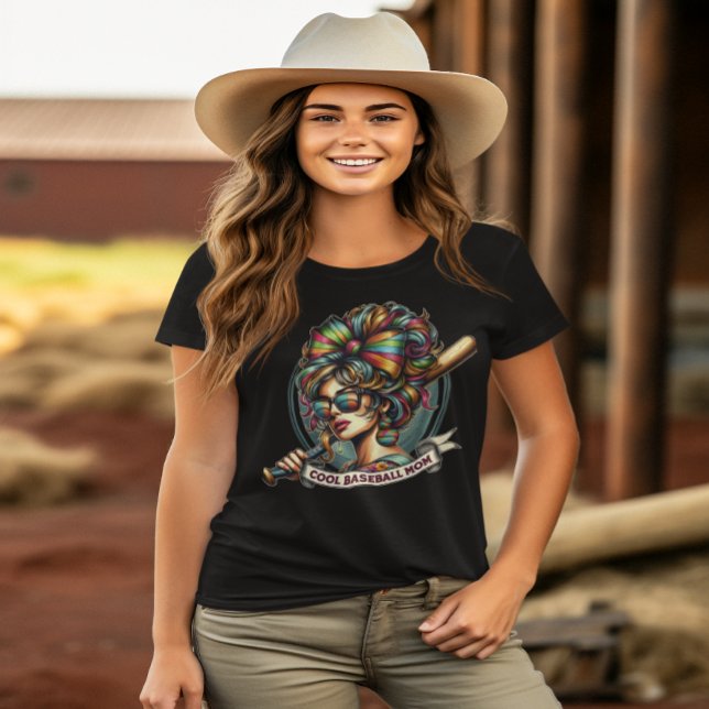  Cool Baseball Mum Woman Wielding Baseball Bat T-Shirt (Creator Uploaded)