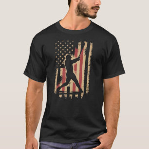 Cool Baseball Player Team Game Day USA American Fl T-Shirt
