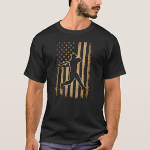 Cool Baseball Player Team Game Day USA American Fl T-Shirt