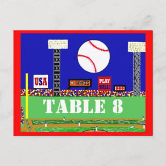 Cool Baseball Sport Bar Mitzvah Table Number Card