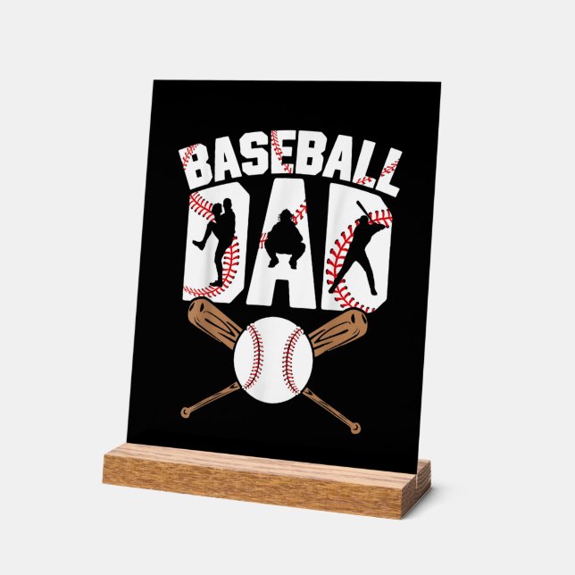 Cool Baseball Sports Dad word  art Acrylic Sign (Angle)