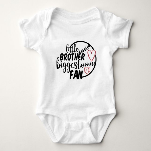 Cool Baseball sports little Brother biggest fan Baby Bodysuit (Front)