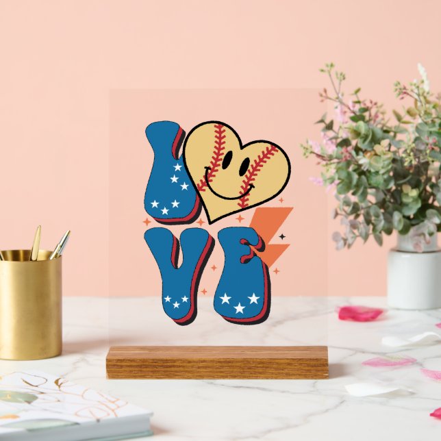 Cool Baseball sports lover word art Acrylic Sign (Wedding)