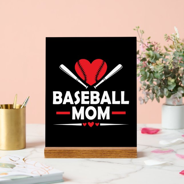 Cool Baseball sports Mum word art Acrylic Sign (Wedding)