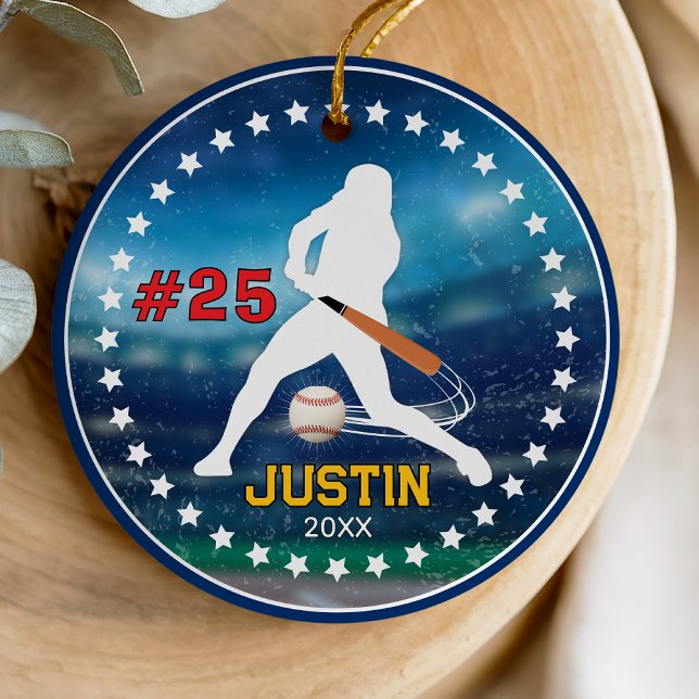 Cool baseball sports team boy athlete ceramic ornament (Creator Uploaded)