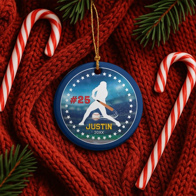 Cool baseball sports team boy athlete ceramic ornament (Creator Uploaded)